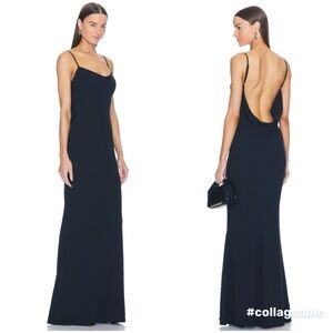 Katie May Damn Gina Jersey Cowl Back Gown Maxi Stretchy In Navy Blue Size M